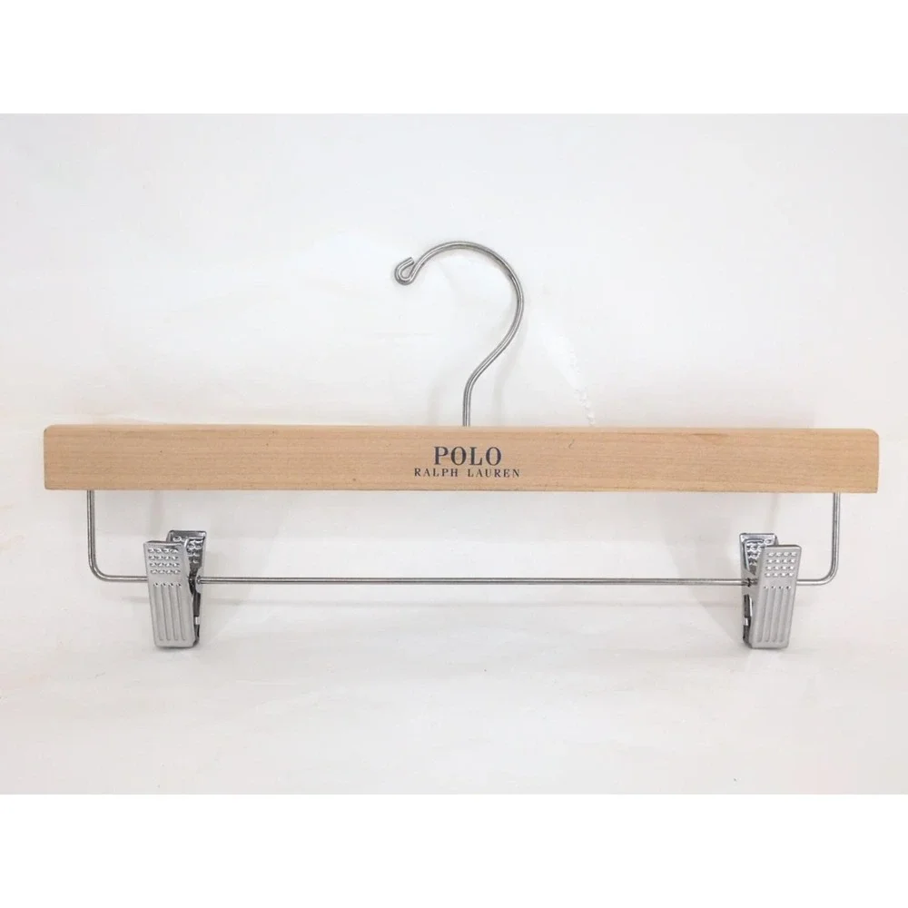 Polo Ralph Lauren Wooden Suit Clothes Hanger Pants Bar Brown Wood Gold Tone